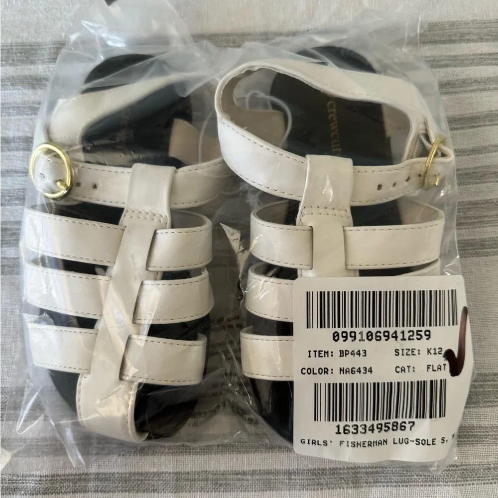 J. Crew Girls' fisherman lug sole sandals BP443 Ivory K12 kids 12